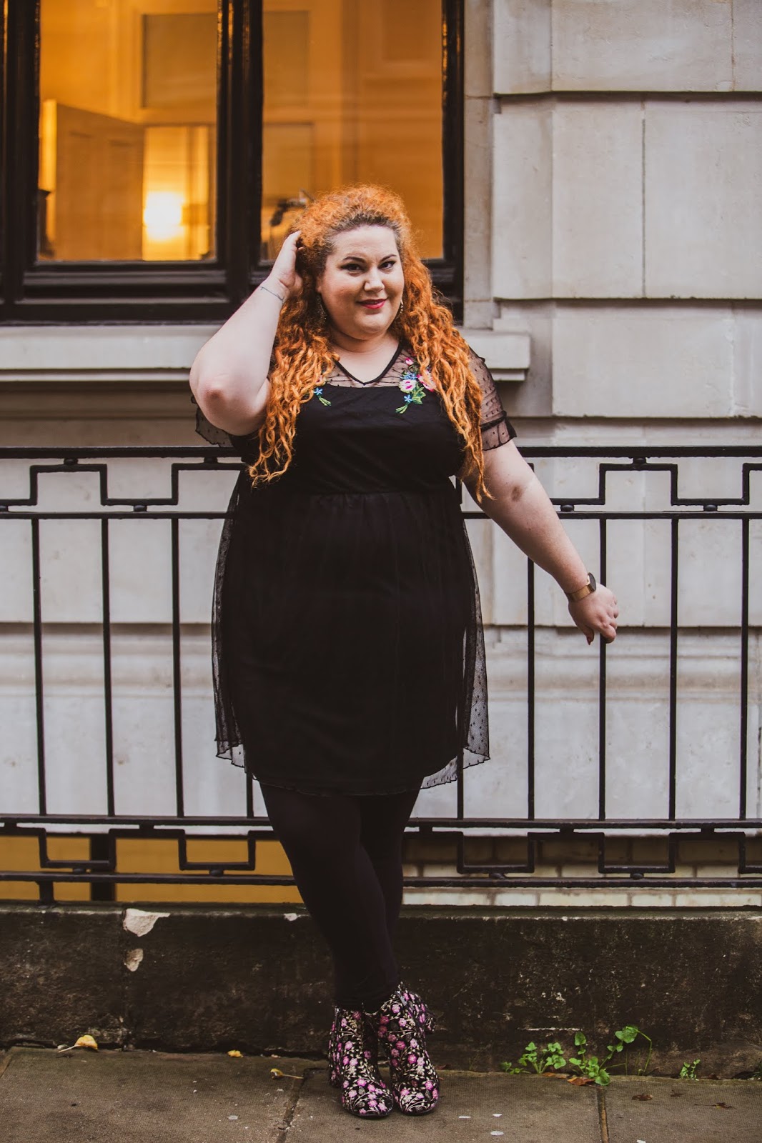 Plus size sales embroidered mesh dress